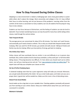 How To Stay Focused During Online Classes