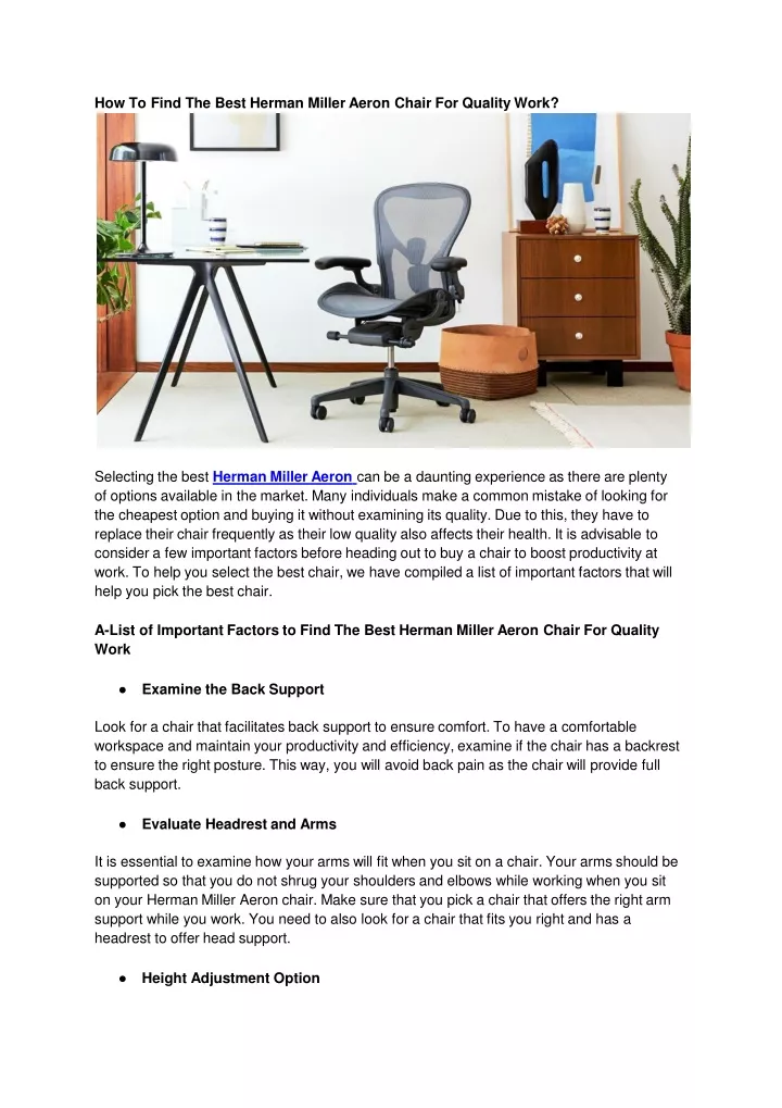 how to find the best herman miller aeron chair