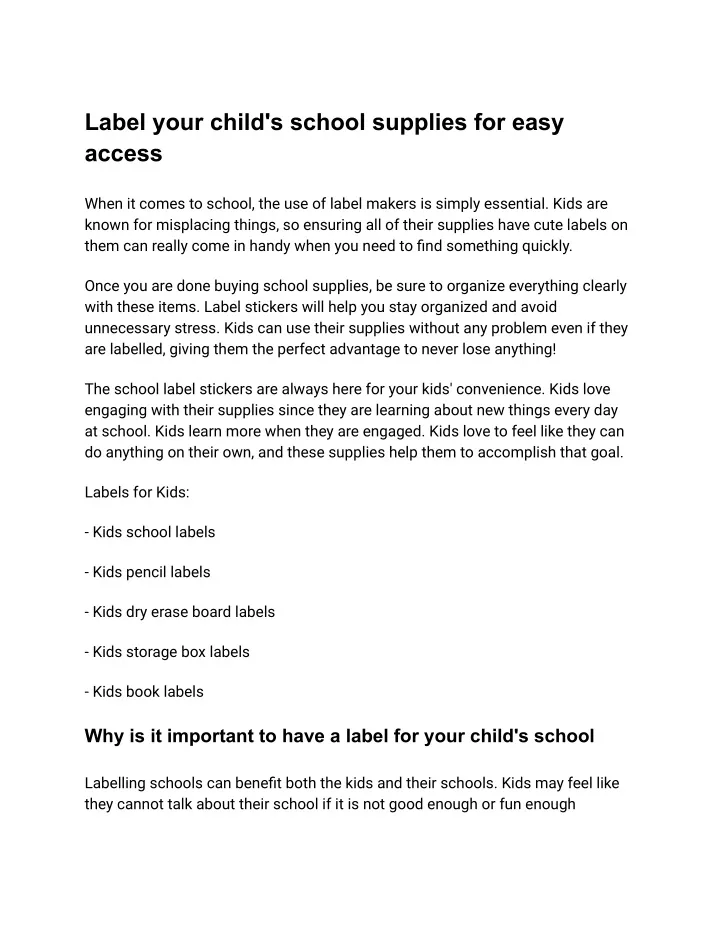 label your child s school supplies for easy access