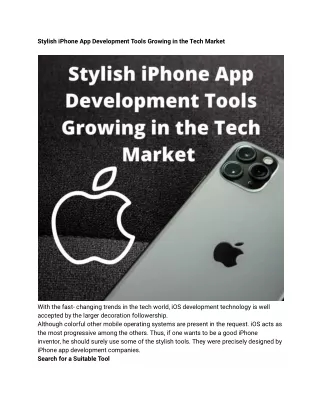 Best iPhone App Development Tools Growing in the Tech Market