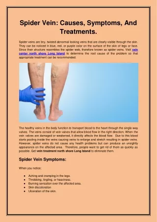 Spider Vein Causes, Symptoms, And Treatments