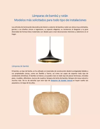 Lámparas de bambú y ratán - Modelos más solicitados para todo tipo de instalaciones