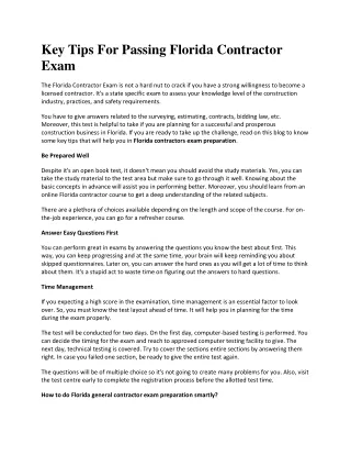 key tips for passing florida contractor exam