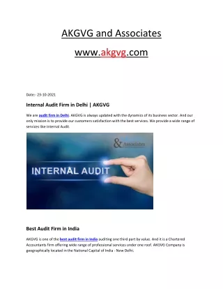 Internal Audit Firm in Delhi | AKGVG