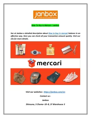 how to buy in mercari janbox