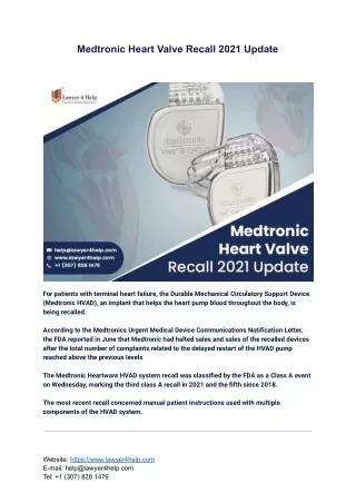 Medtronic Heart Valve Recall 2021 Update