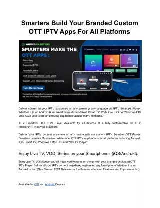 smarters build your branded custom ott iptv apps