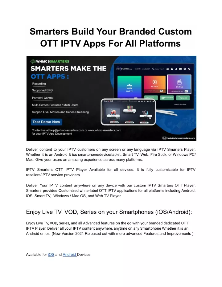 smarters build your branded custom ott iptv apps