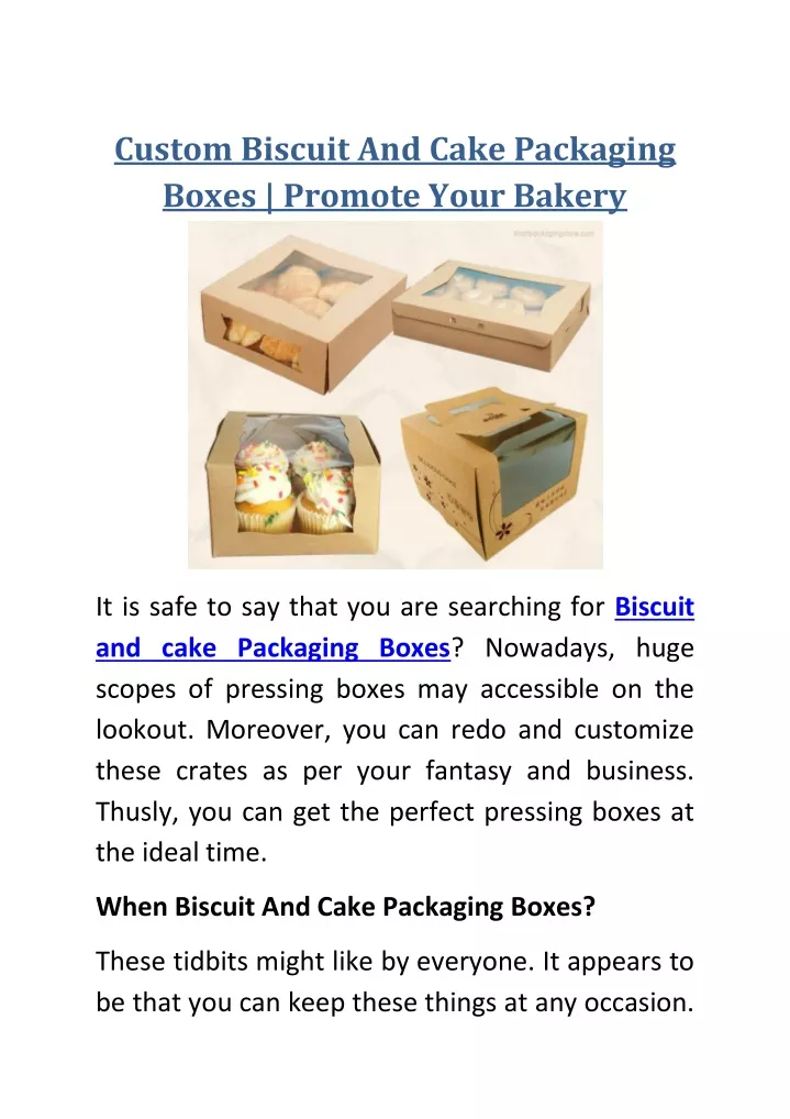 custom biscuit and cake packaging boxes promote