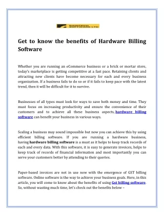 Get to Know the Benefits of Hardware Billing Software