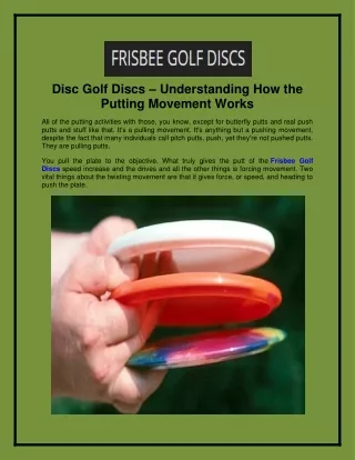 Disc Golf Discs – Understanding How the Putting Movement Works