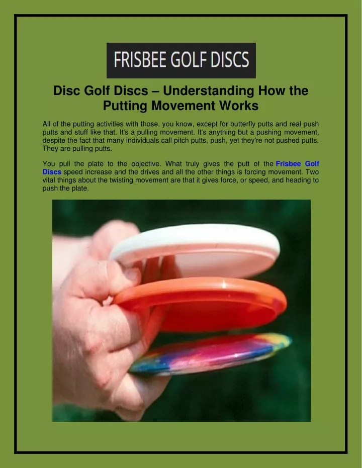 disc golf discs understanding how the putting
