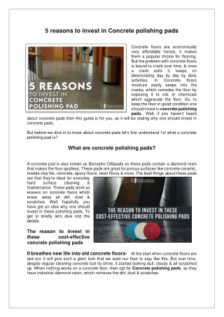 5 reasons to invest in concrete polishing pads