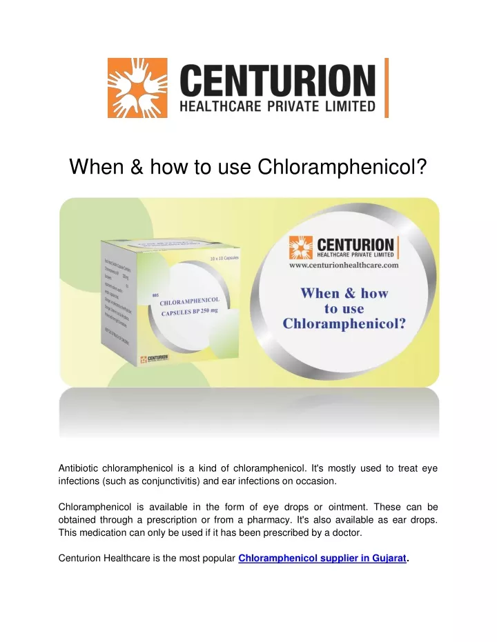 when how to use chloramphenicol