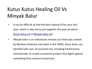 Kutus Kutus Healing Oil Vs Minyak Balur