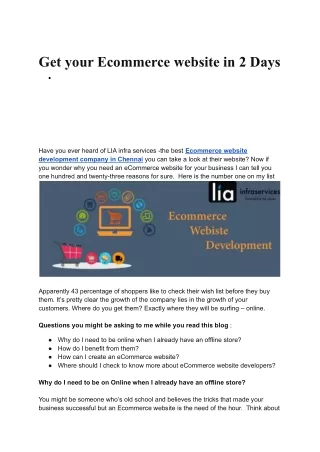 get your ecommerce website in 2 days