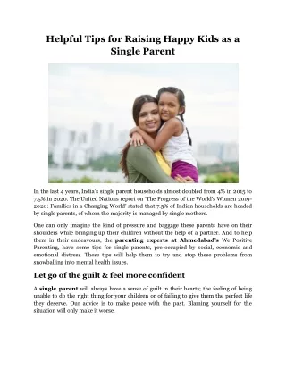 Helpful Tips for Raising Happy Kids as a Single Parent