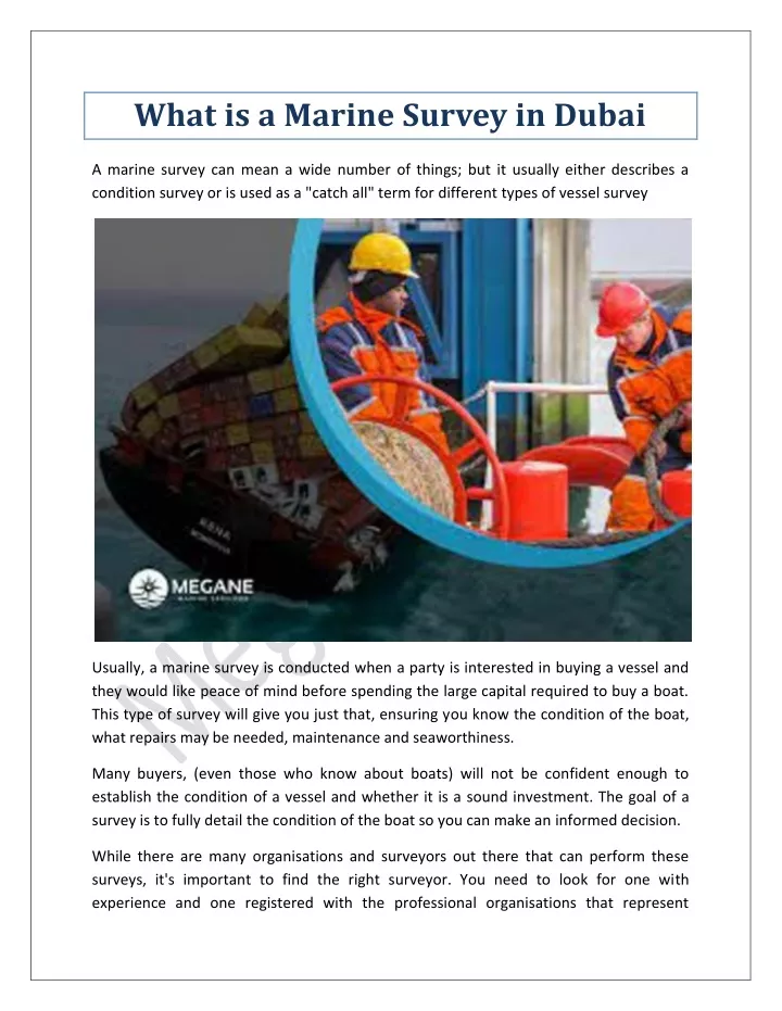 what is a marine survey in dubai