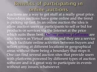 Benefits of participating in online auctions