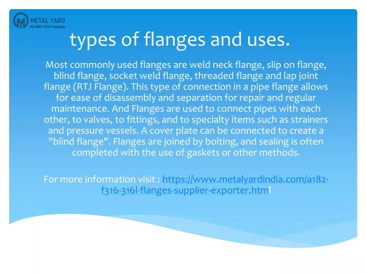 t ypes of flanges and uses