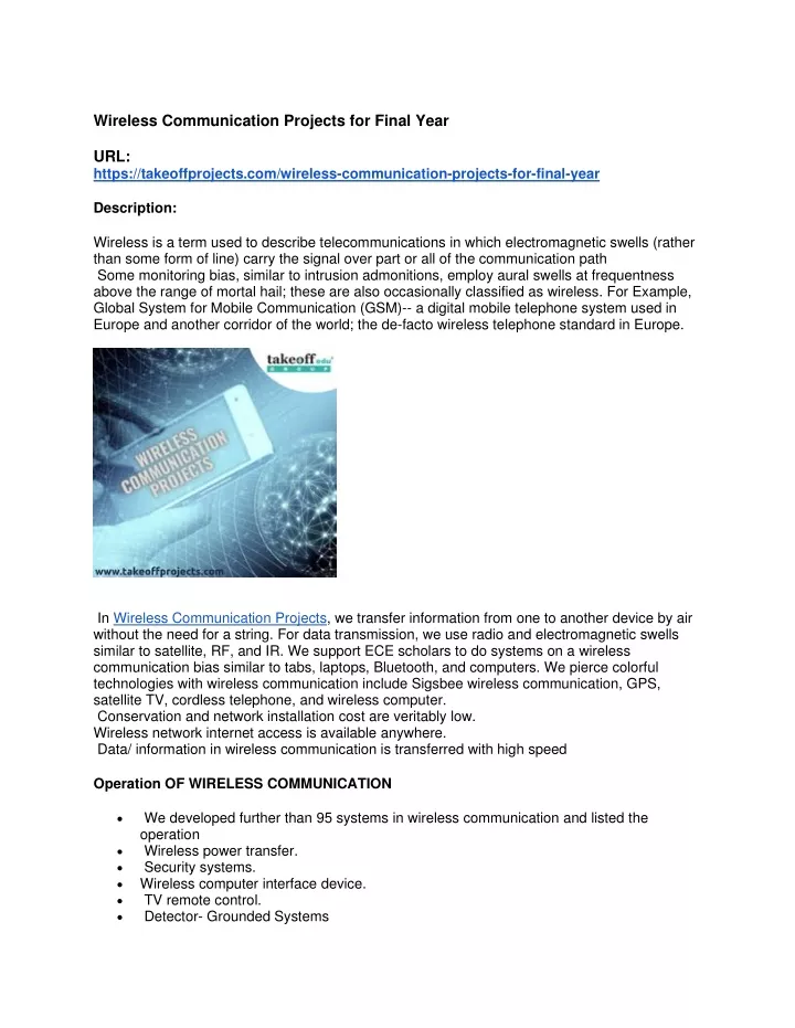 wireless communication projects for final year