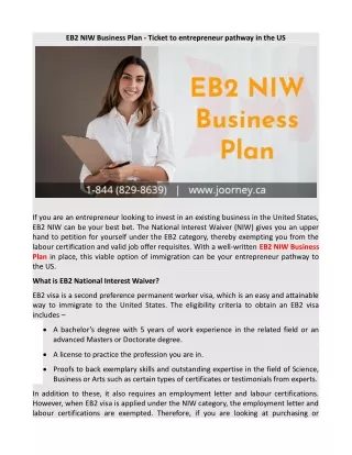 EB2 NIW Business Plan - Ticket to entrepreneur pathway in the US