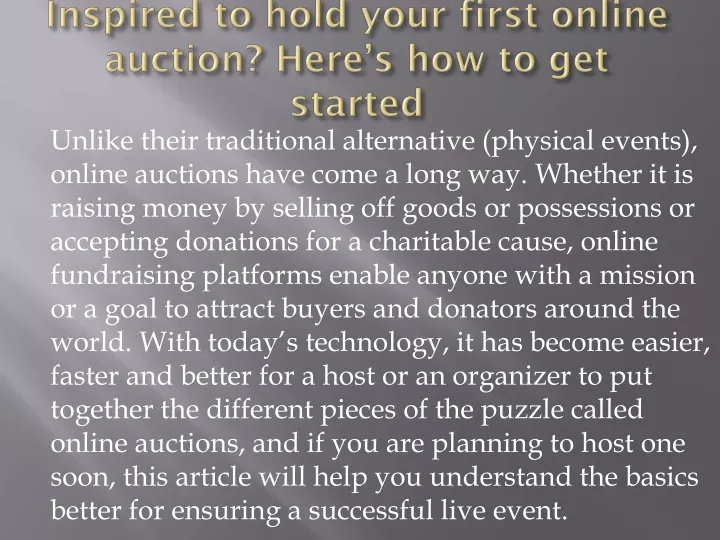 inspired to hold your first online auction here s how to get started
