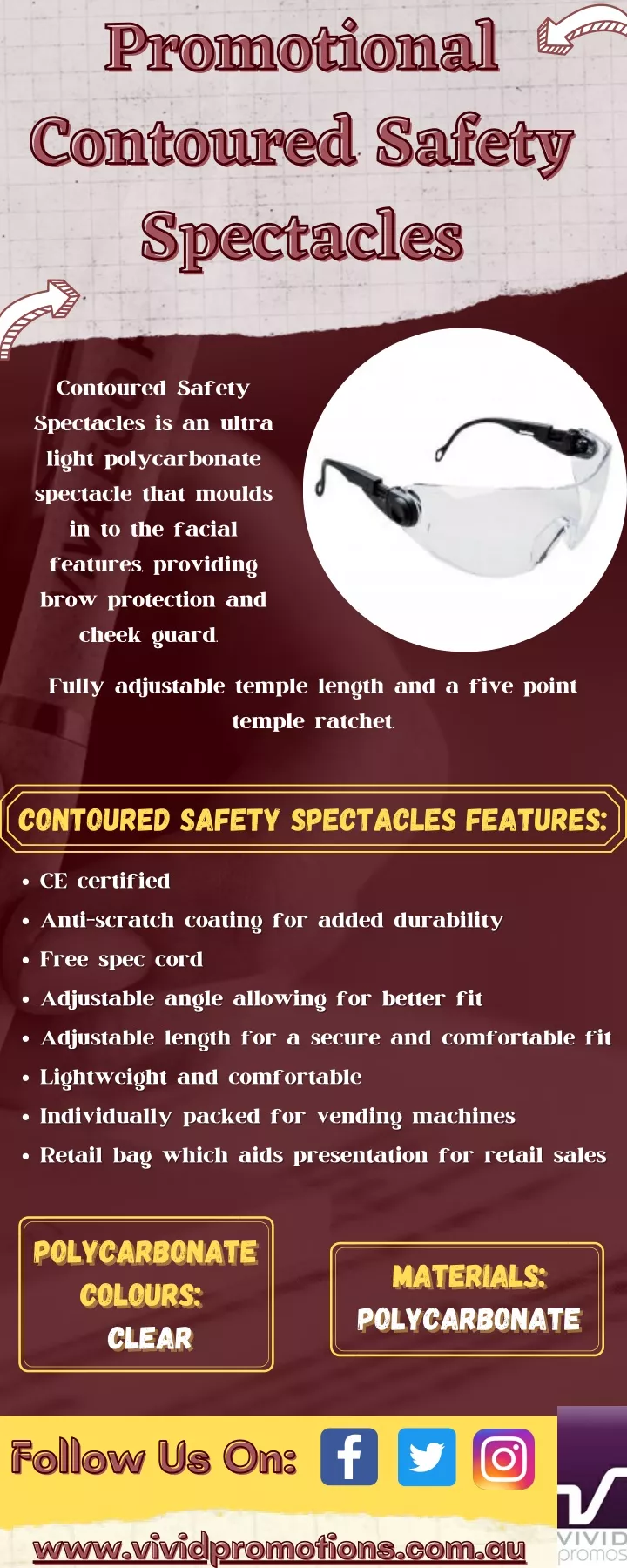 promotional contoured safety spectacles