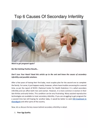 top 6 causes of secondary infertility