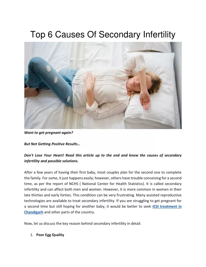 top 6 causes of secondary infertility