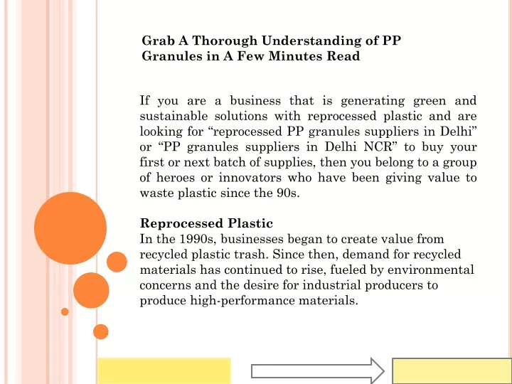 grab a thorough understanding of pp granules