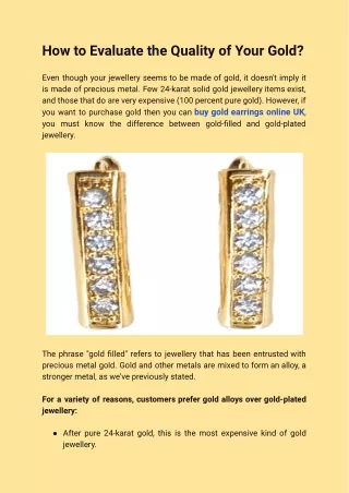 how to evaluate the quality of your gold