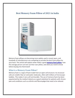 best memory foam pillow of 2021 in india