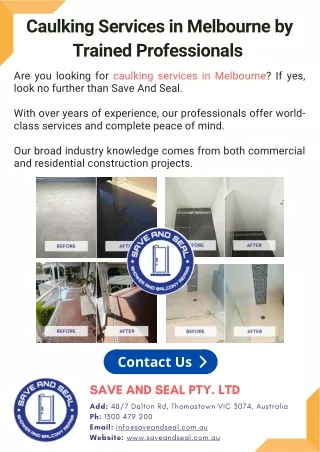 Caulking Services in Melbourne by Trained Professionals