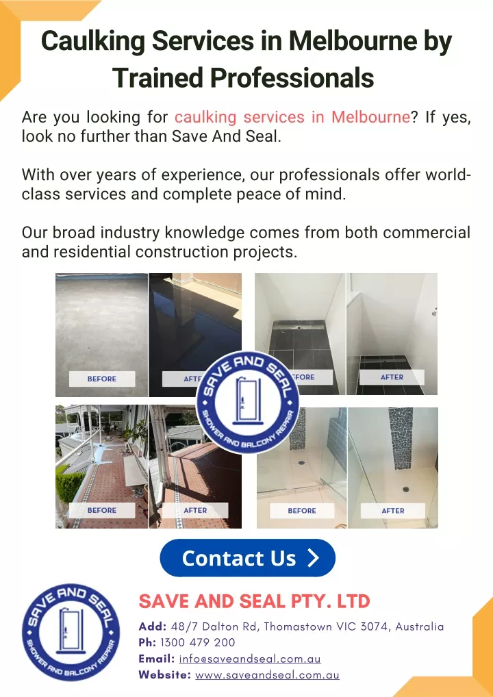 caulking services in melbourne by trained