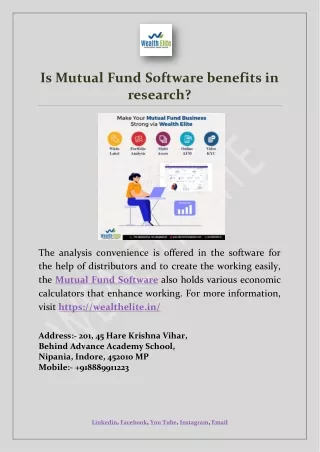 is mutual fund software benefits in research