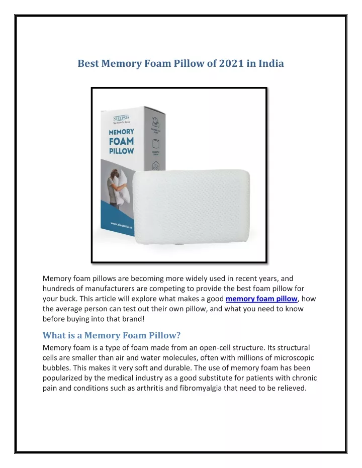 best memory foam pillow of 2021 in india