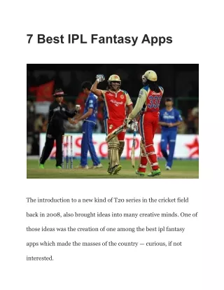 7 Best IPL Fantasy Apps
