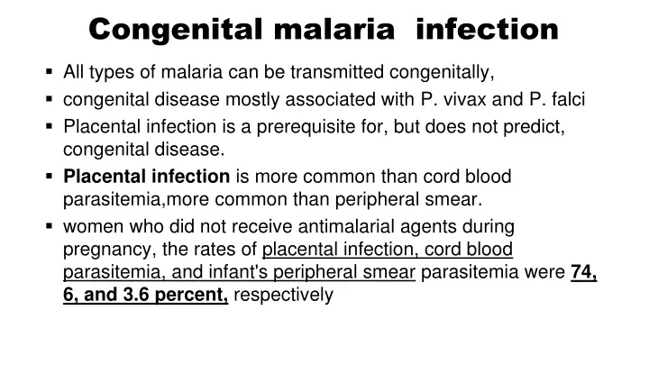 presentation of congenital malaria