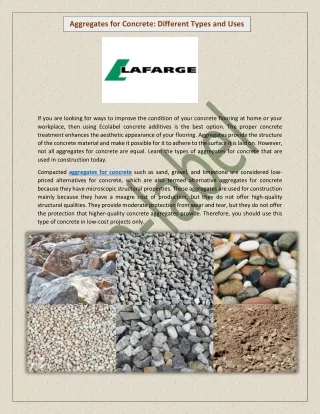 Aggregates for Concrete - Different Types and Uses