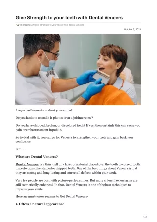 Give Strength to your teeth with Dental Veneers