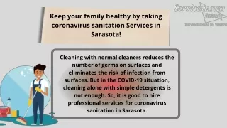 Keep your family healthy by taking coronavirus sanitation Services in Sarasota!