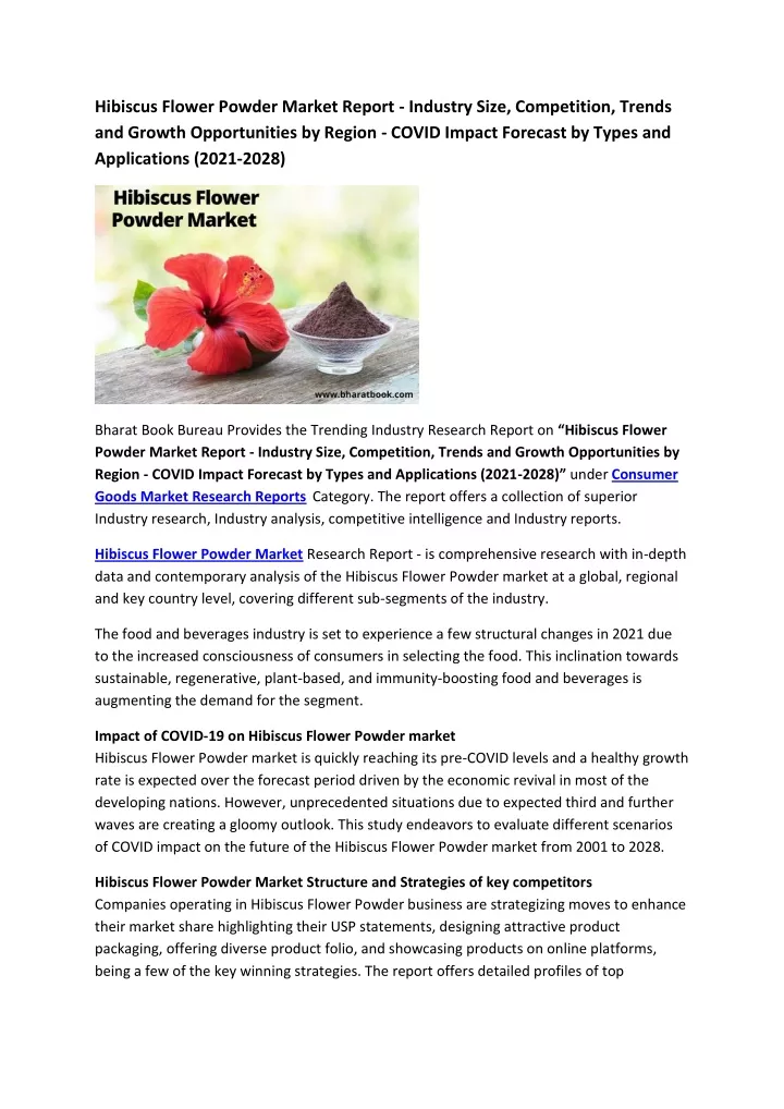 hibiscus flower powder market report industry