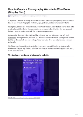 how to create a photography website in wordpress