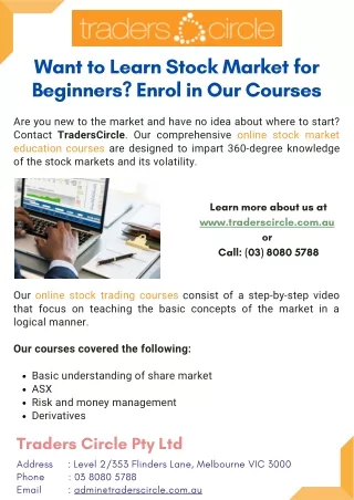 Want to Learn Stock Market for Beginners Enrol in Our Courses