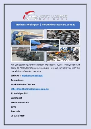 Mechanic Welshpool | Perthultimatecarcare.com.au