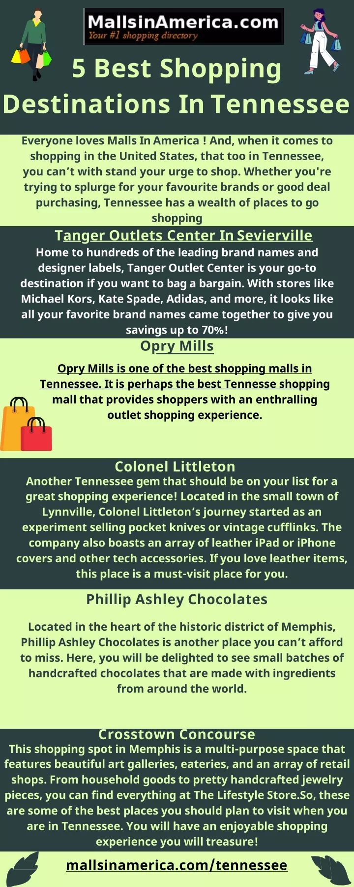 5 best shopping destinations in tennessee