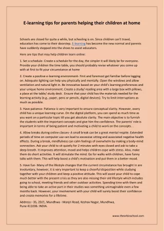 E-learning tips for parents helping their children at home-The Orbis School