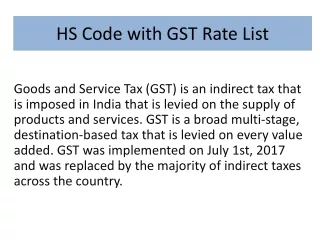 HS Code with GST Rate List - GST calculator