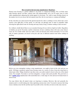 how to look for the best stone manufacturer read